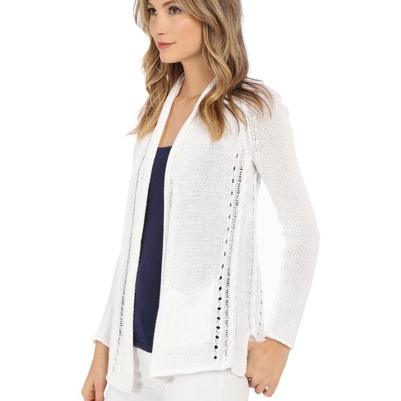 white knit cardigan sweater